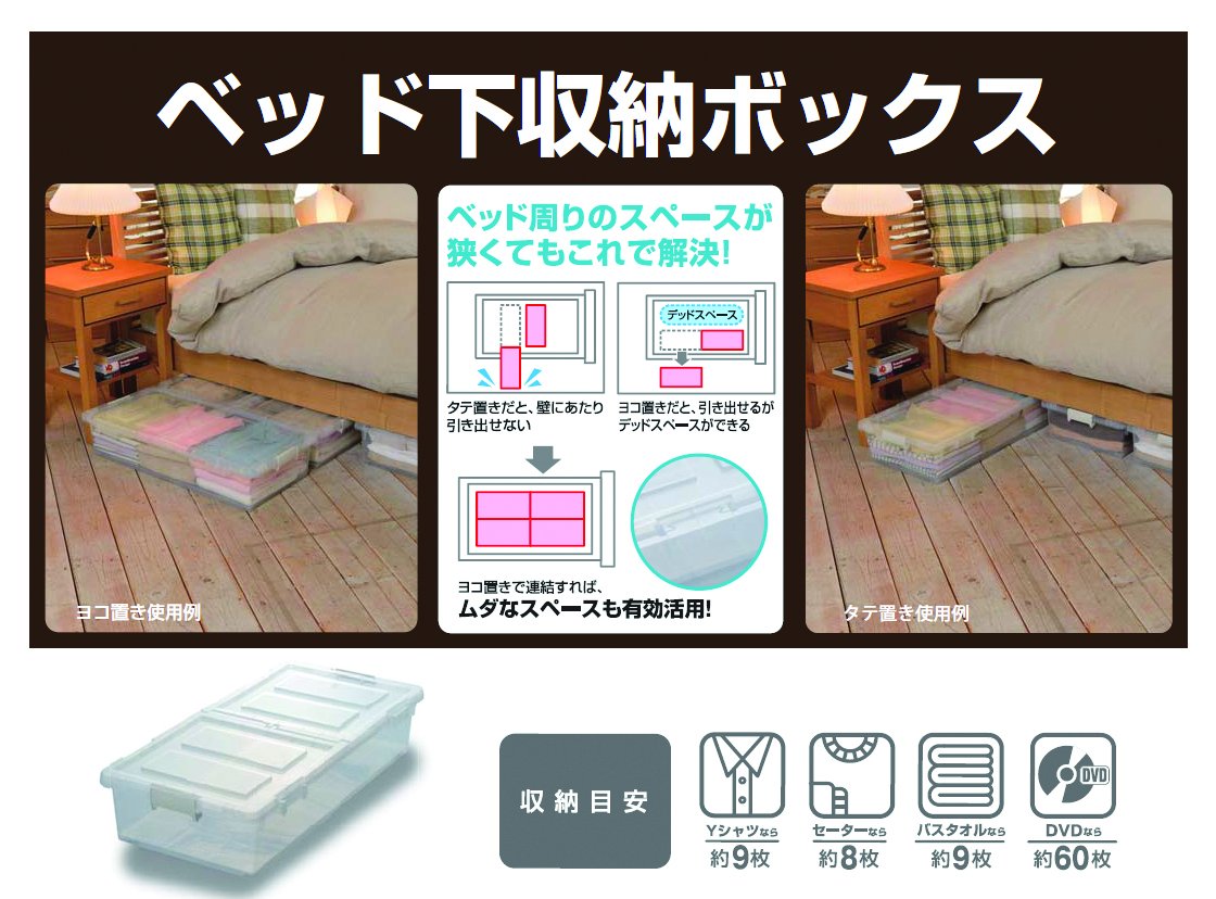 Amazon.co.jp: JEJ ベット下収納ボックス 2個組 クリア 【日本製